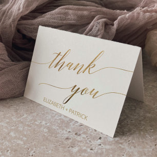 Élégante calligraphie Or   Carte de remerciements 
