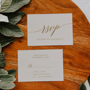 Élégante calligraphie Or Carte RSVP ivoire simpl