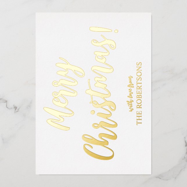 Élégante calligraphie or Joyeux Noël Carte Foil (Recto)