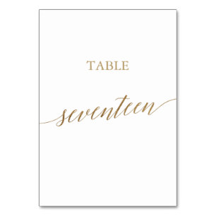 Élégante calligraphie Or Numéro de table Dix-sept