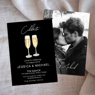 Élégante calligraphie Photo Champagne Fiançailles