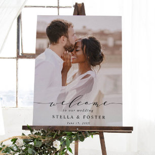 Élégante calligraphie Photo Mariage Affiche de bie