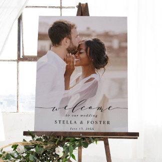 Élégante calligraphie Photo Mariage Affiche de bie