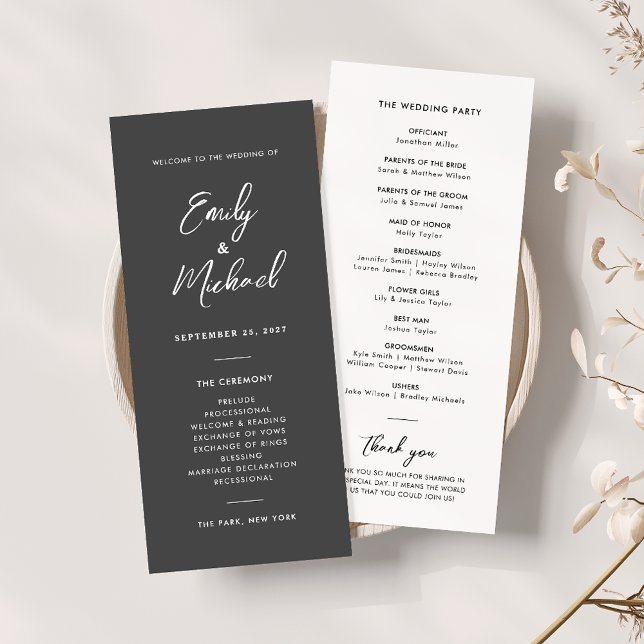 Élégante calligraphie Programme de mariage minimal (Créateur téléchargé)