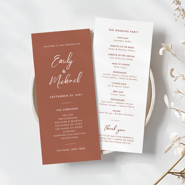 Élégante calligraphie Programme de mariage minimal (Créateur téléchargé)