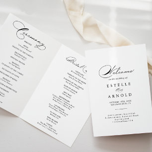 Élégante calligraphie Programme de mariage plié