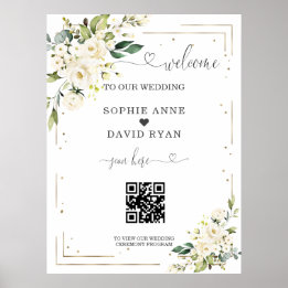 Élégante calligraphie QR Code Mariage Affiche de b