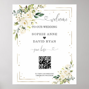 Élégante calligraphie QR Code Mariage Affiche de b