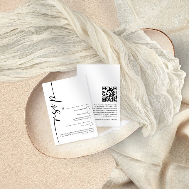 Élégante calligraphie QR Code Mariage Carte RSVP (Créateur téléchargé)