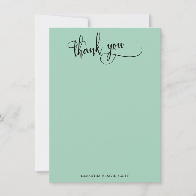 Élégante calligraphie Simple Merci vert clair (Devant)
