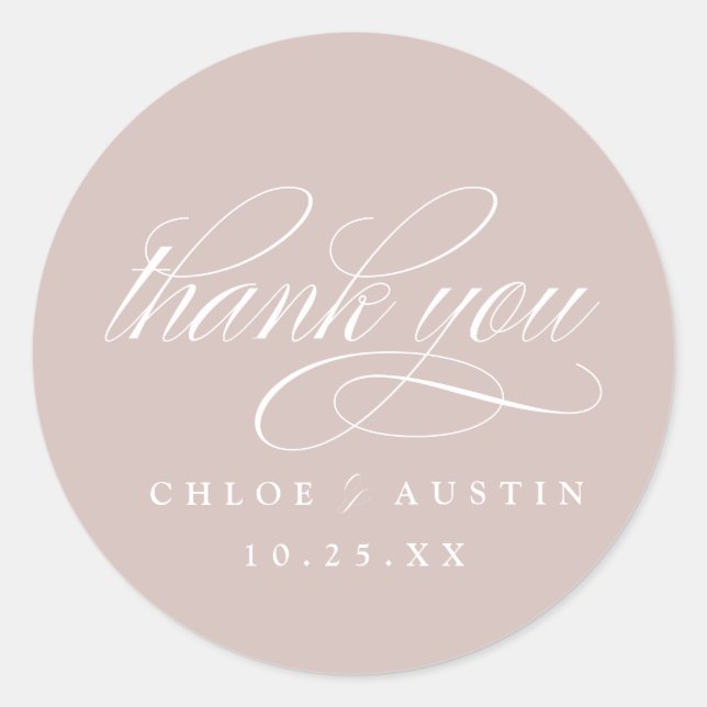 Élégante calligraphie Stickers Mariage rose Dusty (Devant)