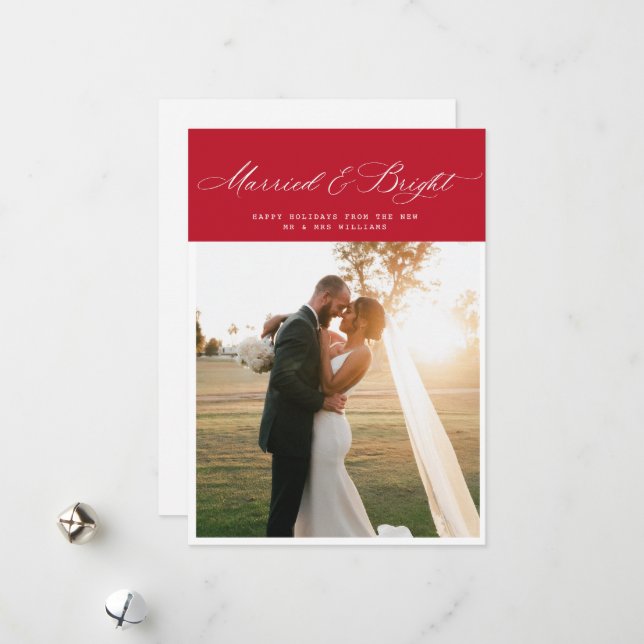 élégante calligraphie vacances mariage faire-part (Devant/Arrière en situation)