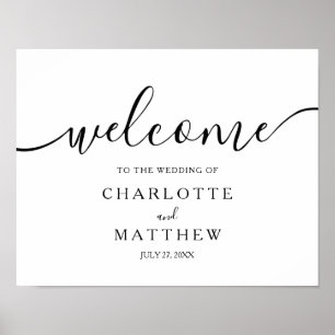 Élégante calligraphie White Welcome Poster Mariage