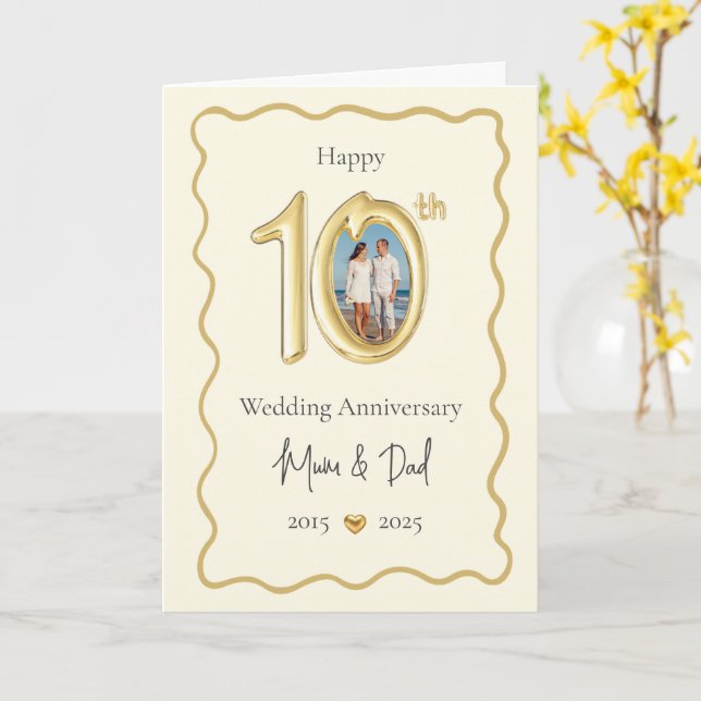 Elégante carte 10ème anniversaire Mariage - maman  (Fleur jaune)