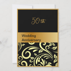 élégante carte 50e anniversaire de mariage en or n