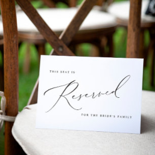 Elégante carte à signes réservée mariage vintage