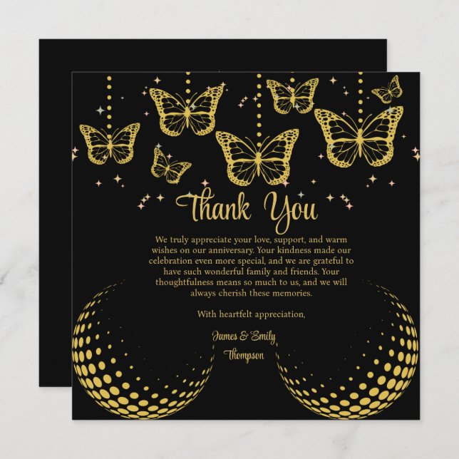 Elégante carte Black & Gold pour anniversaire Mari (Devant / Derrière)