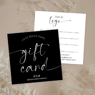 Elégante carte cadeau Black White Chic Logo Coiffe