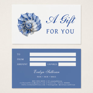 Elégante carte cadeau de logo de coquillage bleu