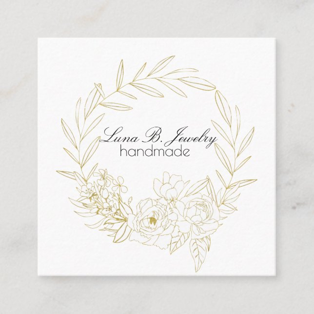 Elégante carte Carré circulaire Bouquet floral (Devant)