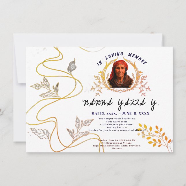 Elégante carte commémorative grand-mère - Photo pe (Devant)