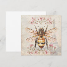 Elégante carte d'abeille Vintage