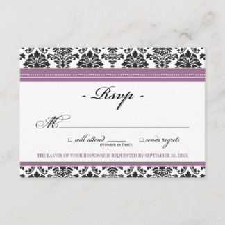 Elégante carte Damask RSVP (lavande)