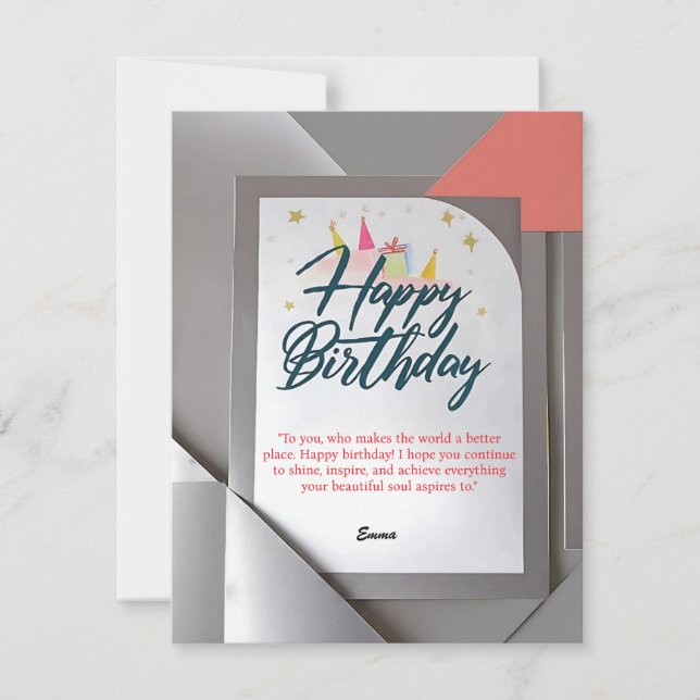 Elégante carte d'anniversaire avec design moderne (Devant)