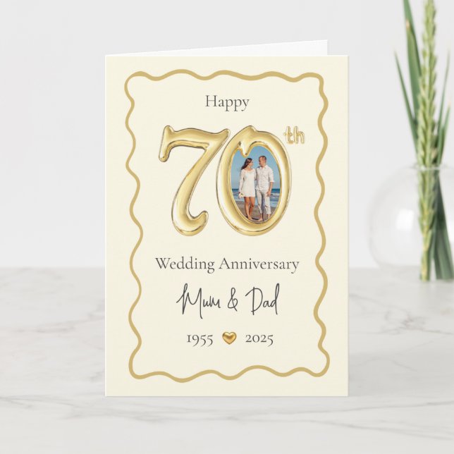 Elégante carte d'anniversaire du 70e Mariage - mam (Devant)