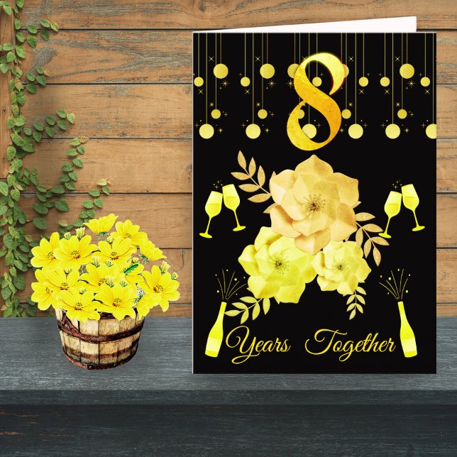 Elégante carte d'anniversaire du 8ème Mariage Blac (Créateur téléchargé)