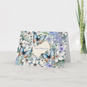 Elégante carte d'anniversaire Floral & Papillons