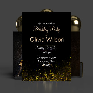 Elégante carte d'anniversaire noire