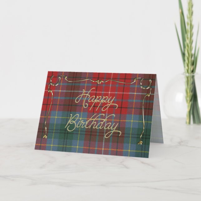 Élégante carte d'anniversaire sur le Tartan de la  (Devant)