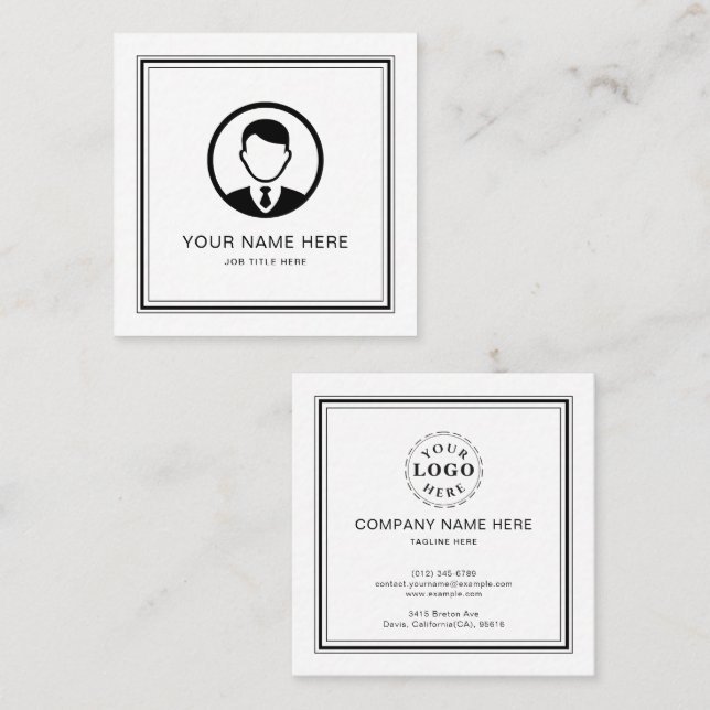 Elégante carte d'appel blanche avec script noir (Devant / Derrière)