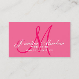 Élégante carte d'appel Monogram Hot Pink Mommy