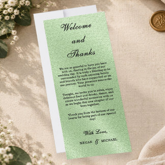 Élégante carte de bienvenue Minimaliste Vert Sauge