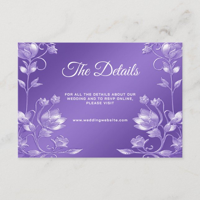 Élégante carte de boîtier de détails floraux viole (Devant)