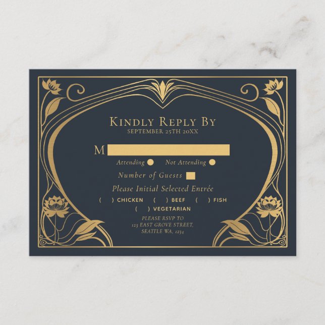 Elégante carte de boîtier Mariage Lotus Art Nouvea (Devant)