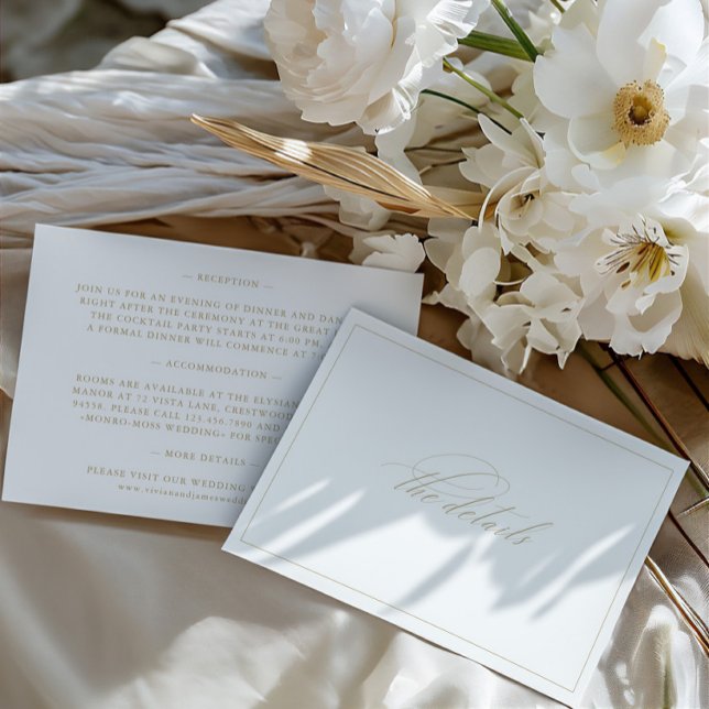 Élégante carte de boîtier pour Mariage blanc Détai (Elegant White Wedding Details Enclosure Card)