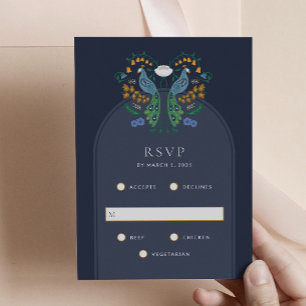 Elégante carte de boîtier RSVP Art Déco avec repas