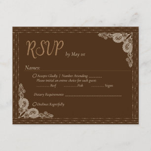 Élégante carte de boîtier RSVP en bronze orné de b