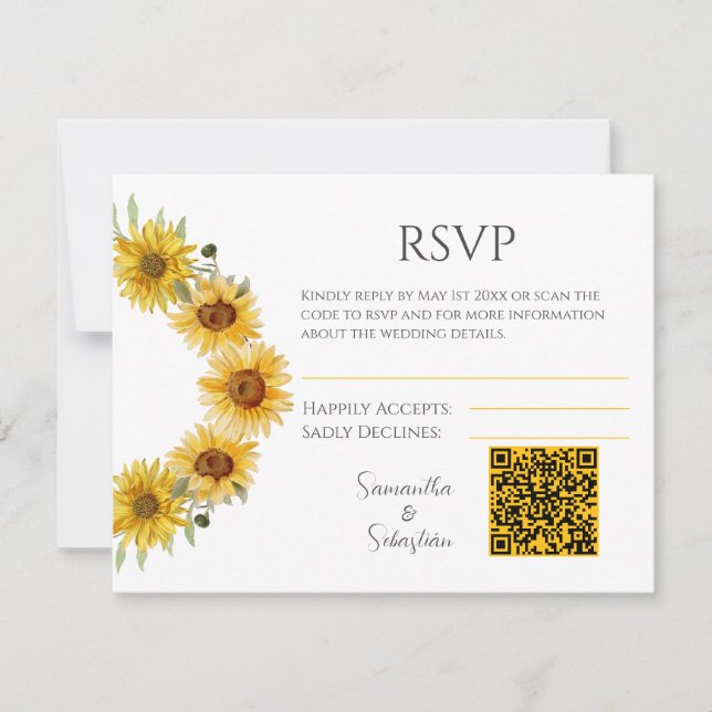 Elégante carte de boîtier RSVP pour mariage de tou (Devant)