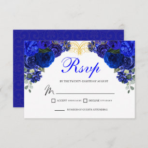 Elégante carte de boîtier RSVP Royal Blue Floral