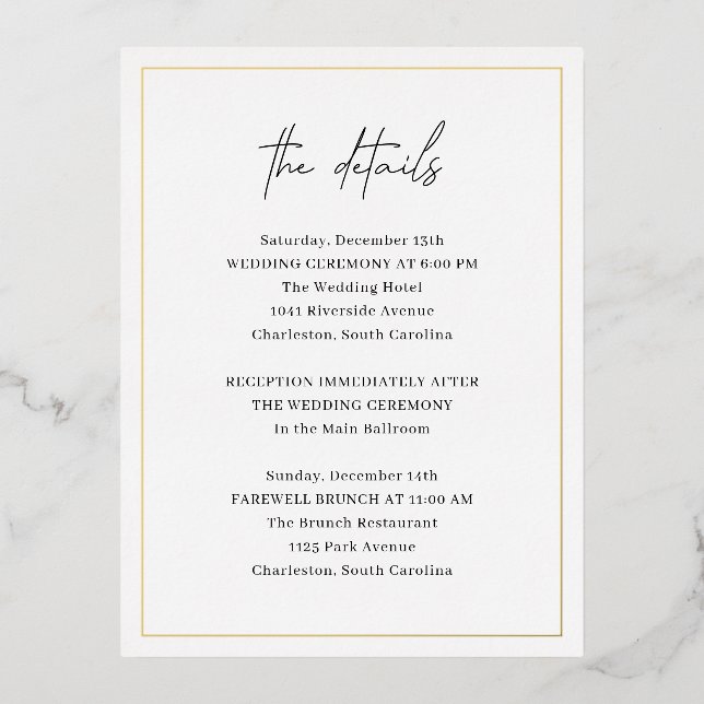 Élégante carte de clôture de mariage (Recto)