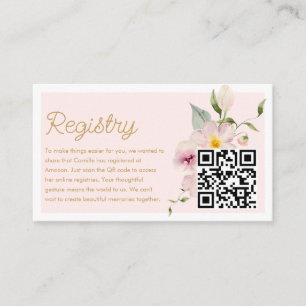 Élégante carte de code QR du registre floral rose-