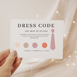 Elégante carte de code vestimentaire invité, tenue