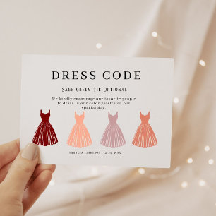 Elégante carte de code vestimentaire invité, tenue