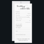 Elégante carte de conseil de mariage amusant<br><div class="desc">Ajoutez un peu de plaisir en donnant à chaque client cette carte de conseil mariage lib à remplir. C'est un grand brise-glace de faire couler la conversation sur les tables, et, vous avez un merveilleux rappel de votre journée pour les années à venir en les relisant encore et encore. Une...</div>