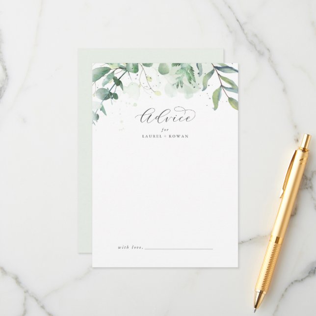 Elégante carte de conseil Mariage de verdure (Devant/Arrière en situation)