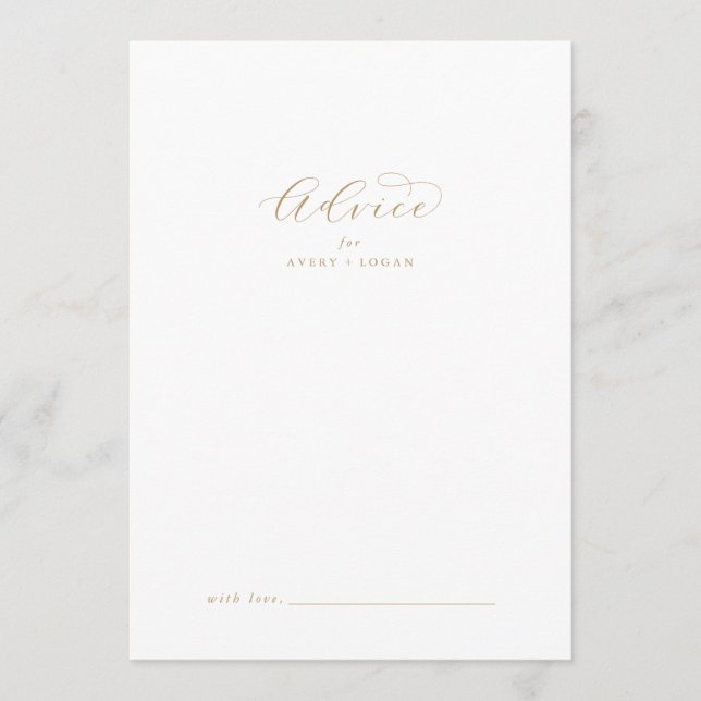 Elégante carte de conseil Mariage Gold Script (Devant)